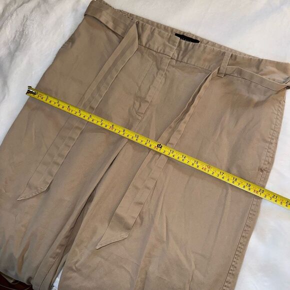 Talbots Women’s Wide Leg Belted Crop Pants Khaki Tan Size 12 EUC - Picture 7 of 11